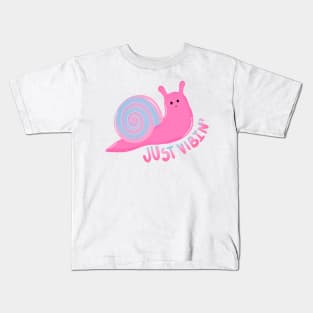 Just Vibin’ Pink Snail Kids T-Shirt